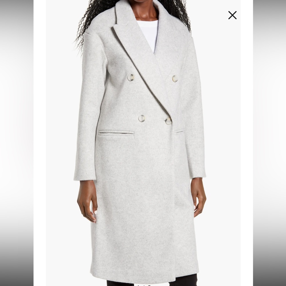 Topshop Brooke Double Breasted Coat Grey Size 2